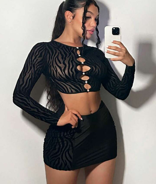 Zebra stripes skirt set