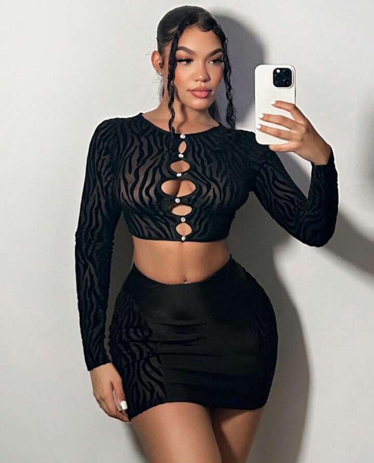 Zebra stripes skirt set