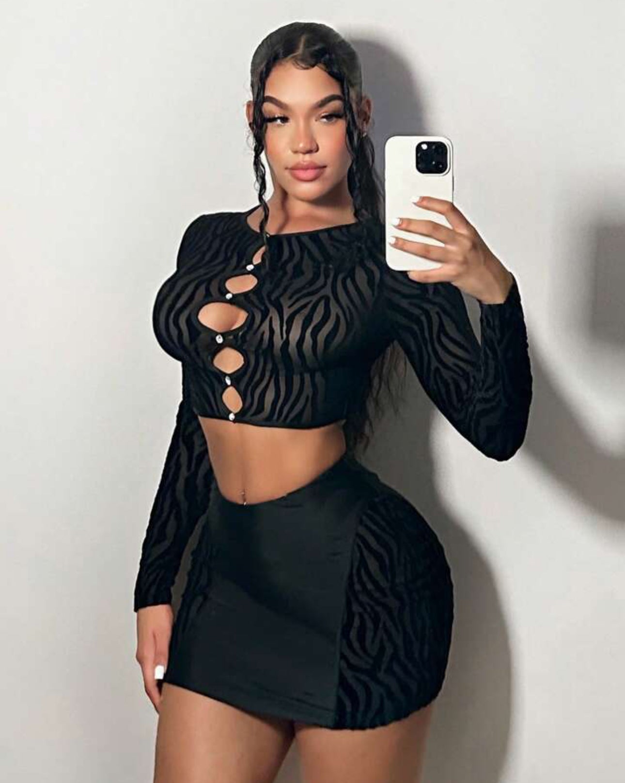 Zebra stripes skirt set