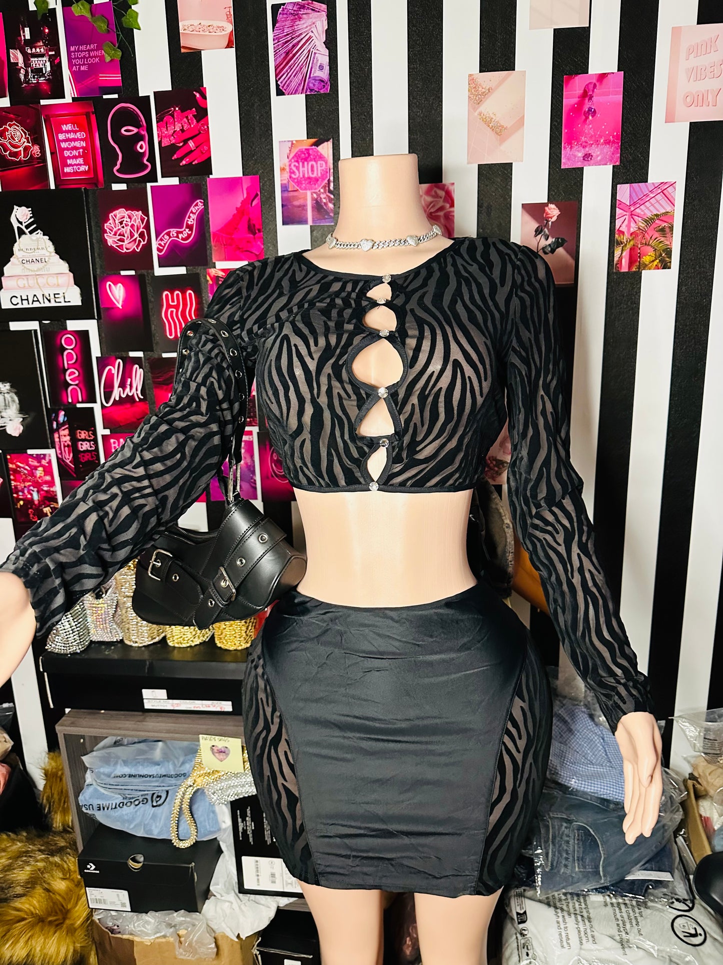 Zebra stripes skirt set