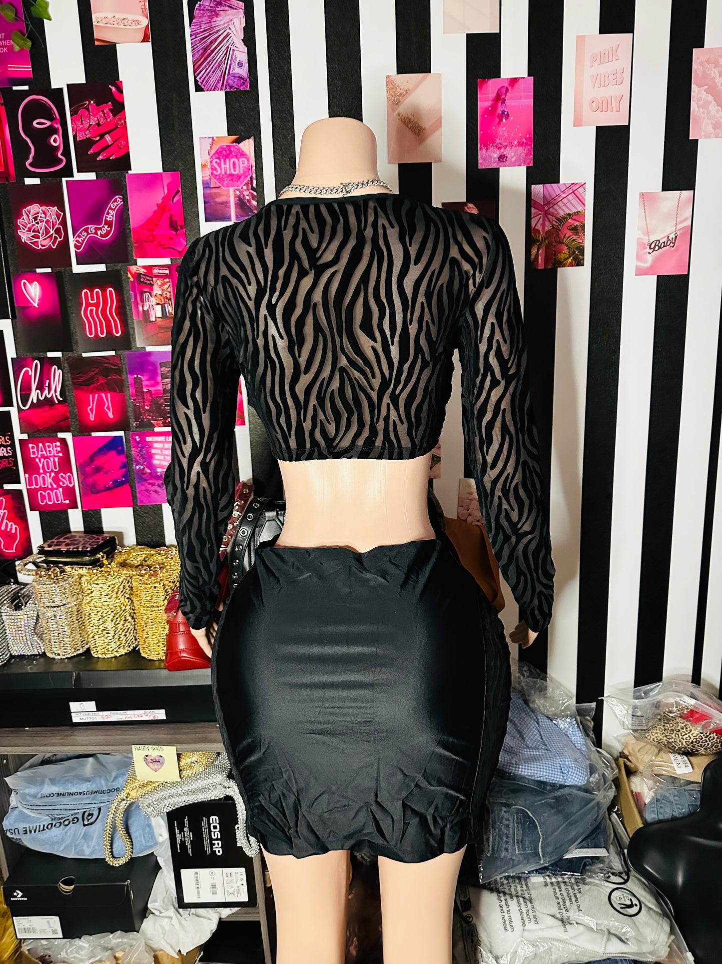 Zebra stripes skirt set